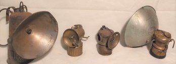Lot 112 - Antique Miners Oil Lanterns X 4  Autolite Justrie Dewar