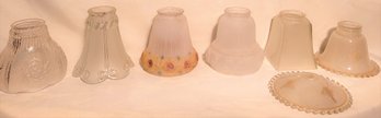 Lot 113 - A Grouping Of Seven Various Antique Glass Lamp Shades - Sunflowers