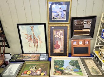Lot 108 - Nice Collection Of Framed Wall Decor, 12 Pieces, Paintings, Mirror, Prints, Etc.