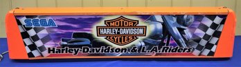 Lot 117 - Sega Harley-Davidson Full Size Arcade, Lighted Game Top Banner Metal Plastic