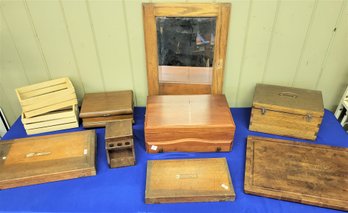 Lot 119 - Wood Wares, Boxes, Etc. Flatware, Machinist, Check It Out! 10 Pieces!