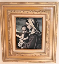 Lot 108- Stunning Mother And Child Engraving On Tile Framed Art