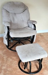 Lot 110 - Contemporary Grey Swivel Glider Chair With Ottoman