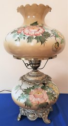 Lot 111 - Beautiful Hand Painted 'Gone With The Wind' Hurricane Lamp