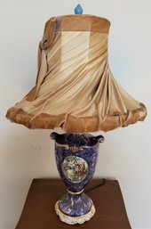Lot 117 - Vintage Victorian Themed Glass Table Lamp - Aqua Finial!