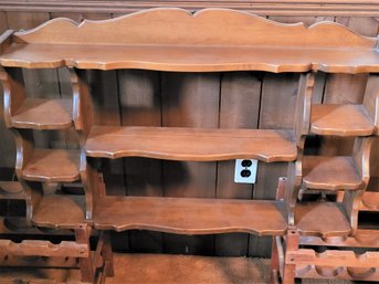 Lot 135 - Wine Rack - Magazine Holder - Wall Shelf 4 Piece Maple Wood Lot