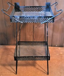 Lot 136 - Mid Century Wrought Iron Mesh Metal Plant Stand