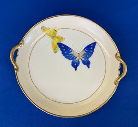Lot 153- Hand Painted Nippon Vibrant Butterfly Dish