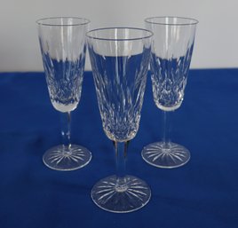 Lot 206- Waterford Crystal Signed Champagne Glasses - 3 In Lot - New