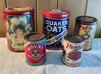 Lot 46- Lot Of Old Advertising Tins Quaker Oats Royal Cocoa -5
