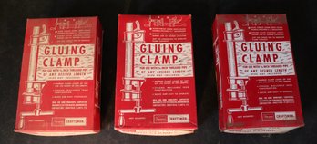 Lot 245- 3 Vintage Sears Craftsman Gluing Clamps AKA Black Pipe Clamps In Box - New