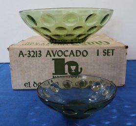 Lot 248-  Vintage Hazelware Eldorado Avocado Green Chip & Dip Set In Original Box
