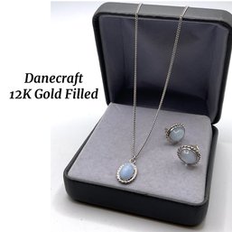 Lot 28- 12K GF Gold Filled Danecraft Necklace And Earrings Set Vintage