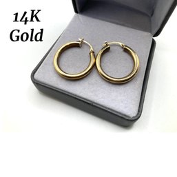 Lot 22- 14K Gold 1 Inch Hoop Earrings