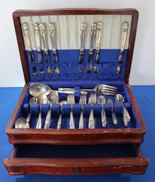 Lot 283- Holmes & Edwards 54 Piece Silver Plated Service In Wood Chest