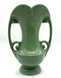 Lot L7- 1940s Abingdon USA Sage Green Pottery Double Handle Art Deco Vase
