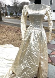 Lot 43- 1948 Vintage Satin Wedding Gown Small As Is