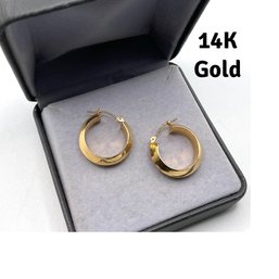 Lot 47- 14K Gold Hoop Earrings Signed JCM