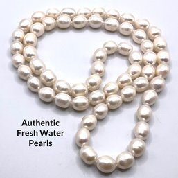 Lot 34- Authentic Fresh Water Pearl Necklace Pearls 28 Inches