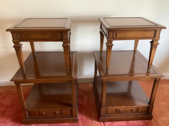 Lot 7- Vintage Mid Century Pecan End Side Tables Set Of 4