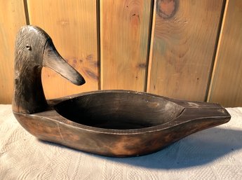 Lot 31- Signed Vintage Wooden Wood Duck Bowl Decoy Decor Colin Lawler