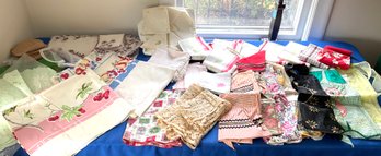 Lot 112- Amazing Vintage Linen Tablecloth Dish Towel Apron And More Lot