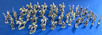 Lot 138- Collectible Pewter Tiny Figurines Cowboys Indians Soldiers Blue And Gray  -57