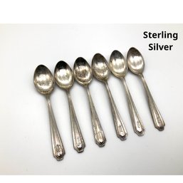 Lot M50- Sterling Silver Demitasse Spoons Set Of 6 Monogram D