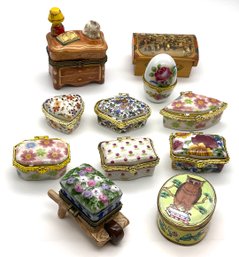 Lot 7- Trinket Box Collection Enamel Owl Ceramic Lot Of 11