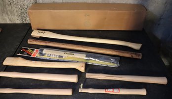 Lot 253- 8 Piece Axe / Mallet Hickory Wood Handle Lot - New England Handles - Nu Plaglass - New