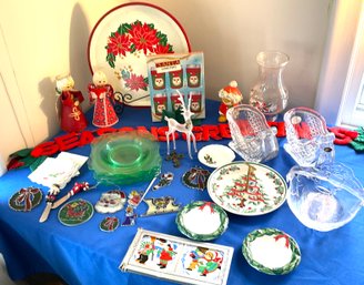 Lot 105 - Mixed Christmas Lot - Depression Glass Plates Sleighs Deer - Over 20 Pieces