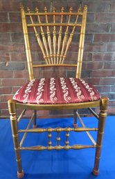 Lot 511- Vintage Gold Wooden Spindle Back Upholstered Chair