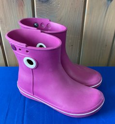 Lot 177- Womens Hot Pink Crocs Rain Boots Size 8