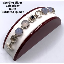 Lot 107- Signed Hedrean Sterling Silver Calcedony Iolite Quartz Bracelet