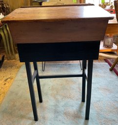 Lot 146- Antique Childs School Desk Made To A Standing Desk