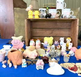 Lot 50- Farmhouse Fun Pig Lot! Oink Oink Includes Wood Crate