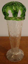 Lot 217- Antique Flower Frog Green Blown Glass Vase