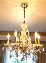 Lot 47- Gorgeous Crystal Chandelier Light Fixture - 6 Arms Stunning!
