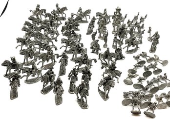 Lot 33- Vintage Pewter Mini Figurines - Lot Of 75 Skeleton, Horses, Colonial Times, Wizard