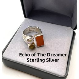 Lot 106- Echo Of The Dreamer Sterling Silver Ring Size 6 With Pearl & Peridot