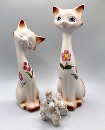 Lot 30- Vintage Pair Of Mid Century Cats Kitties And Spaghetti Poodle Dog