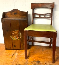 Lot 191- Vintage Pine Wall Cabinet And Secret Compartment Chair
