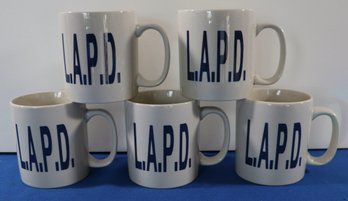 Lot 289-  1980's L.A.P.D. Coffee Mugs - New -lot Of 5- Back The Blue!