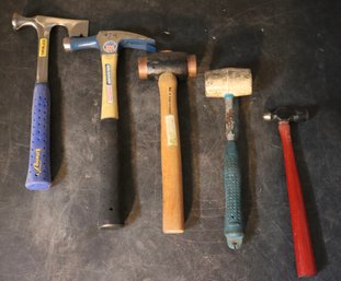 Lot 280- 5 Piece Hammer & Mallet Lot - Estwing -vaughan - Pittsburgh Tools