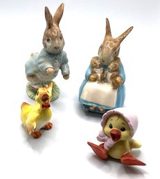 Lot 117- Vintage Beatrix Potter Mrs Rabbit And Peter Bunnies Ducky Lot