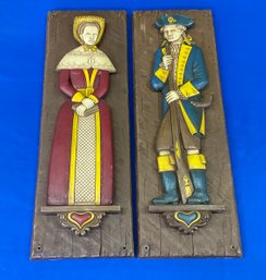 Lot 159- 1960s Syroco Colonial Couple Wall Decor Plaques