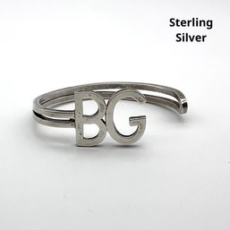 Lot M44- Sterling Silver Vintage Bracelet Initials BG - Very Cool