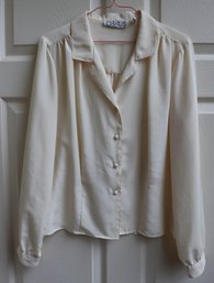 Lot CV3- 1980s  Women's Chaus Long Sleeve Ivory Blouse & Van Heusen Camisole - Size M & L