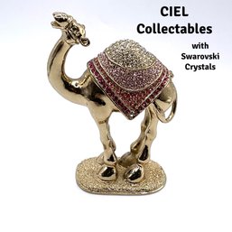 Lot 32 J- CIEL Collectables Enamel Standing Camel Trinket Box Pink Swarovski Crystals