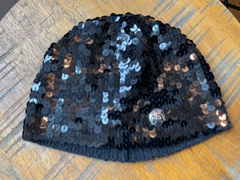 Lot 54- Armani Exchange A/X Black Sequin Beanie Hat - Designer